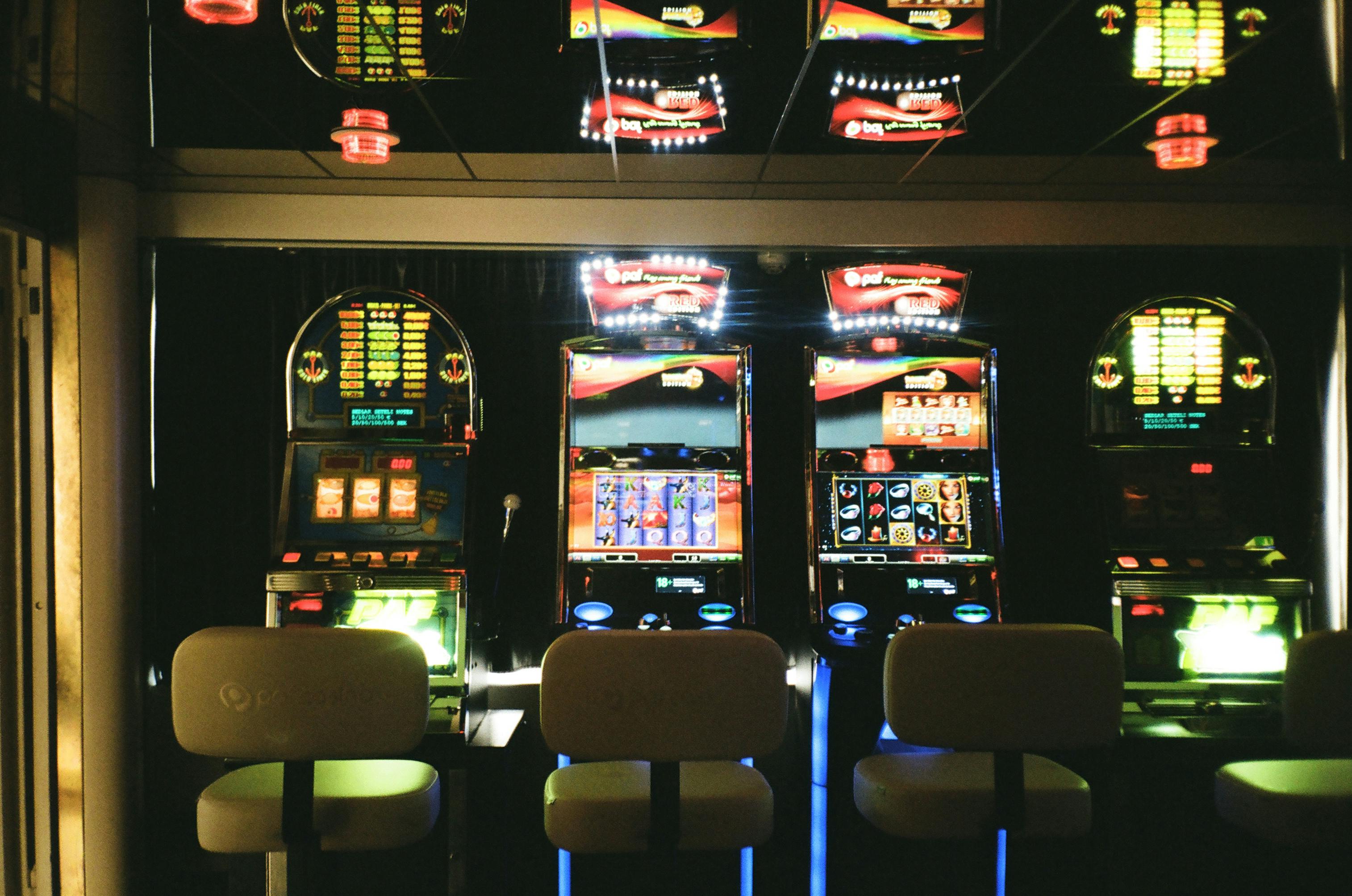 Slot machines in a casino gaming area